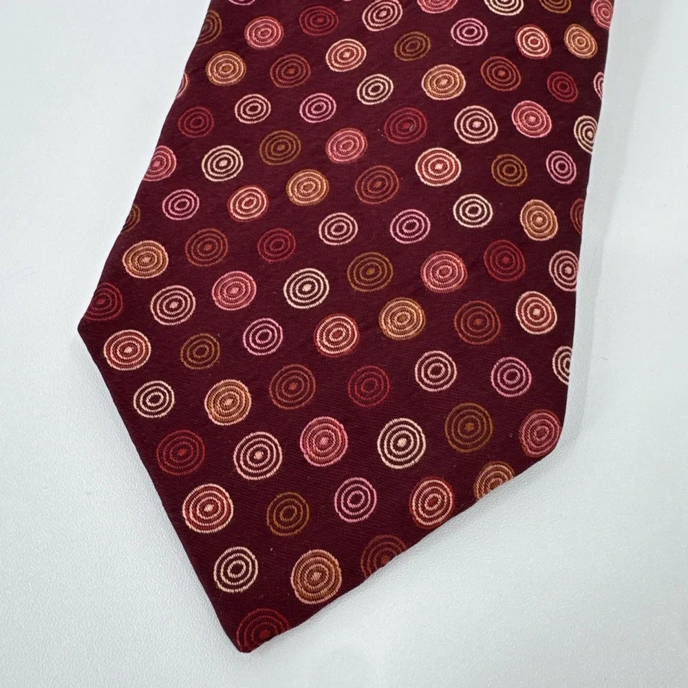 TED BAKER London VTG Men's Silk Tie Handmade USA Red/Wine Geometric NEW